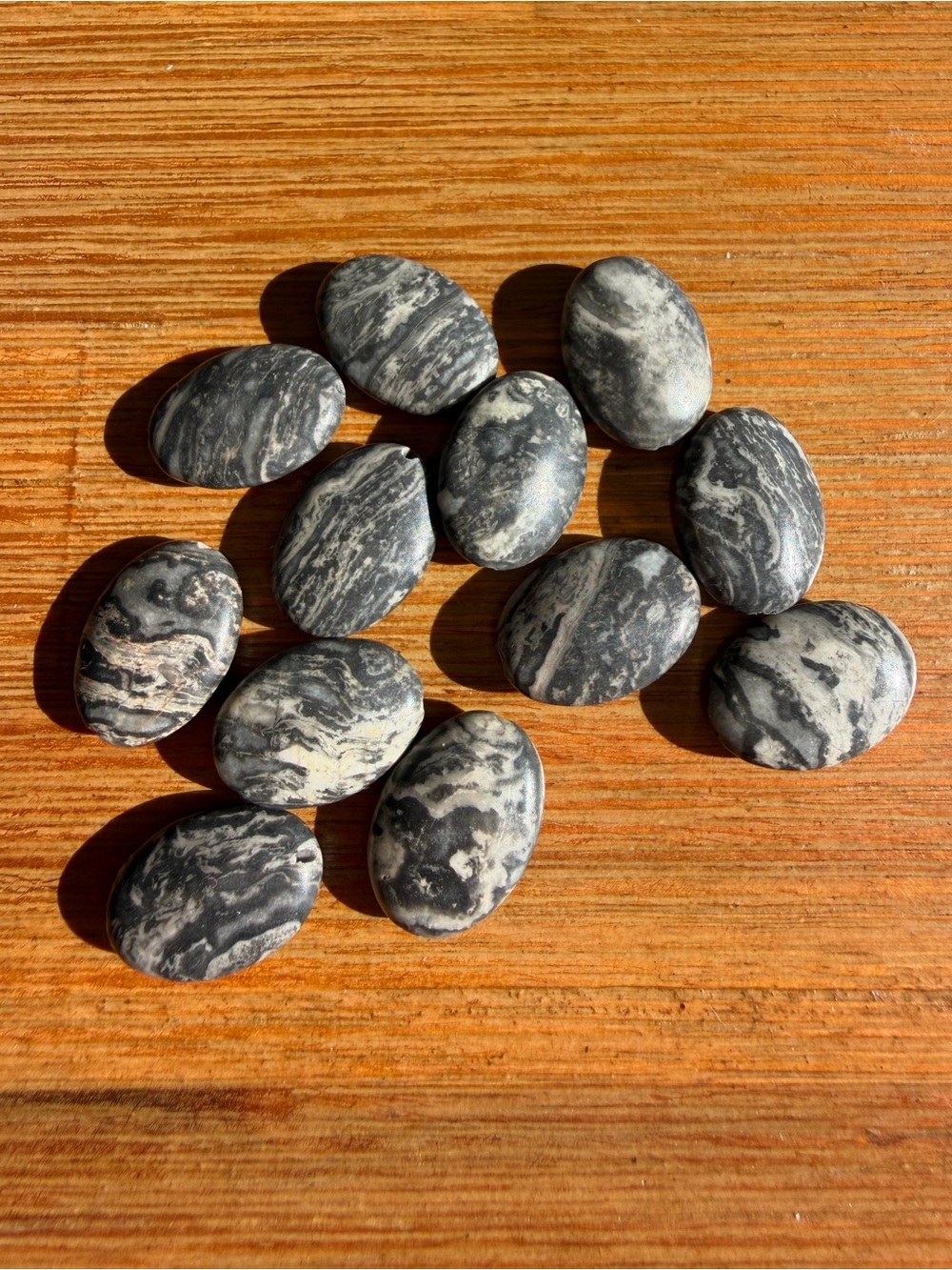 12 Black Picasso Jasper Gemstone Beads for Jewelry Making